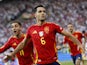 Spain's Mikel Merino celebrates scoring their second goal on July 5, 2024