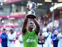 Nottingham Forest's Murillo celebrates with the Player of the Season trophy after the match on May 19, 2024