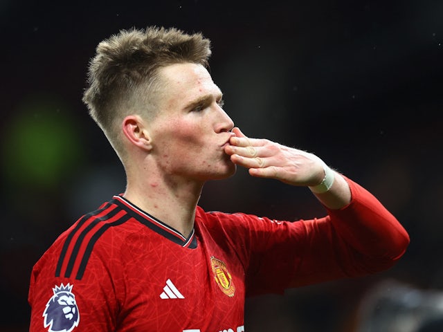 Manchester United's Scott McTominay celebrates after the match on December 6, 2023