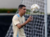 Argentina's Angel Di Maria during training on July 11, 2024