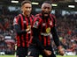 AFC Bournemouth's Antoine Semenyo celebrates scoring their first goal with Marcus Tavernier on October 28, 2023
