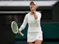 Barbora Krejcikova reacts at Wimbledon on July 8, 2024