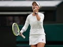 Barbora Krejcikova reacts at Wimbledon on July 8, 2024