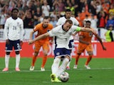 England's Harry Kane scores against Netherlands on July 10, 2024