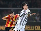 Juventus' Matias Soule in action with Lecce's Joan Gonzalez  on October 29, 2022