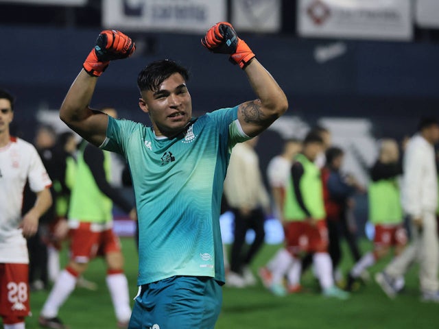 Huracan goalkeeper Sebastian Meza