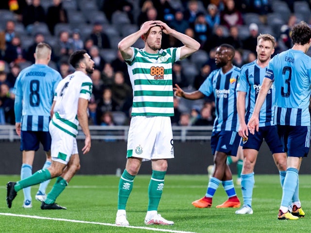 Aaron Greene of Shamrock Rovers looks dejected during the UEFA Conference League match between Djurgarden and Shamrock Rovers on  in Stockholm, November 3, 2022 [on July 20, 2024]