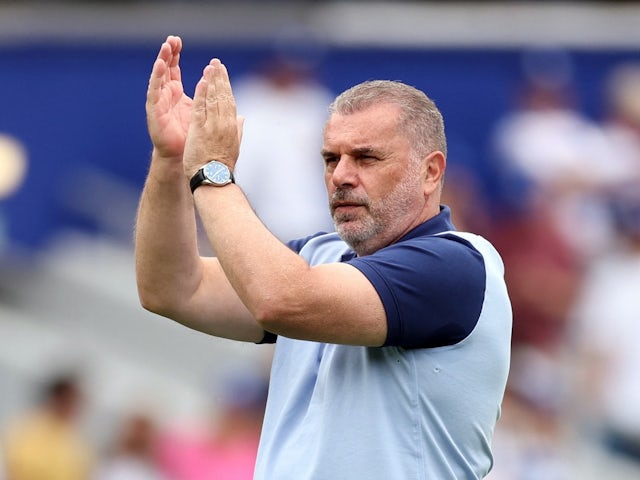 Tottenham Hotspur manager Ange Postecoglou applauds fans after the match on July 20, 2024