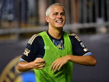 Philadelphia Union's Cavan Sullivan warms up during the match on July 17, 2024