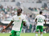 Hammarbys Bazoumana TourÃ dips during the football match in Allsvenskan between Hammarby and IFK Göteborg on July 18, 2024