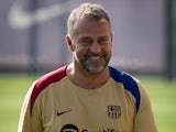 Head Coach Hansi Flick FC Barcelona, Barca gestures during a FC Barcelona training session at Ciutat Esportiva Joan Gamper in Barcelona, Spain, on July 19 2024