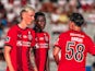 Kristoffer Askildsen, Franculino and Aral Simsir of FC Midtjylland during a 3F Superliga match against Aarhus GF at Ceres Park Aarhus Ceres Park Denmark, July 19 [on July 21, 2024]