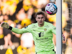 Mads Hedenstad Christiansen of Lillestrom in action against Brann on May 12, 2024