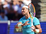 Rafael Nadal reacts at the Swedish Open on July 21, 2024