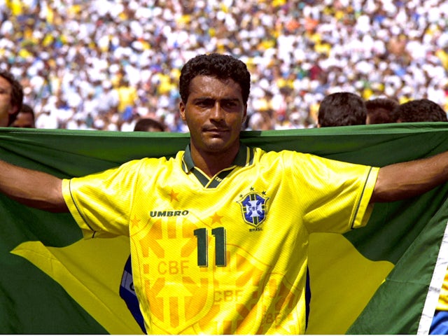 Romario celebrates winning the World Cup with Brazil in 1994