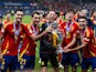 Spain players celebrate winning Euro 2024 on July 14, 2024