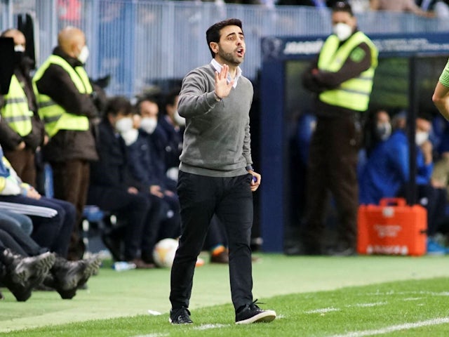 APOEL FC coach David Gallego when he was Real Sporting coach, seen during the La Liga Smartbank 2021/2022 match between Malaga CF and Real Sporting at La Rosaleda Stadium in Malaga. Malaga Spain - 01/9/2022, [on July 28, 2024]