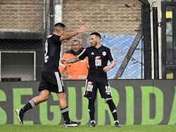 Gonzalo Bravo of Deportivo Riestra celebrates on July 23, 2024