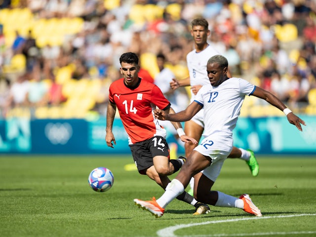 Trận đấu bóng đá bảng C nam giữa Ai Cập và Cộng hòa Dominica trên sân vận động La Beaujoire ở Nantes vào ngày 25 tháng 7 năm 2024