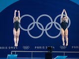 Great Britain pair Yasmin Harper and Scarlett Mew Jensen on their way to diving bronze on July 27, 2024
