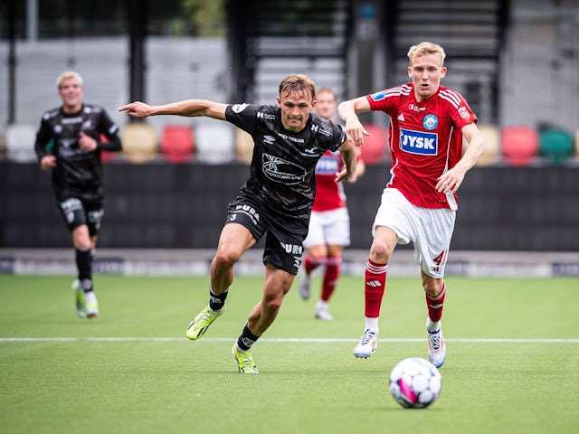 Oscar Krusnell of Haugesund in action on June 30, 2024