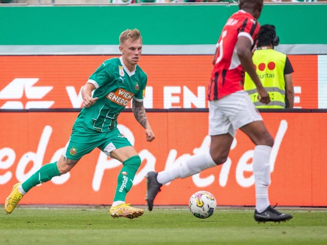 Image shows Isak Jansson (Rapid). Rapid vs Milan, test match VIENNA,AUSTRIA - SOCCER - ADMIRAL Bundesliga, Serie A, SK Rapid Wien vs AC Milan, test match, 20/07/24 [on July 23, 2024]