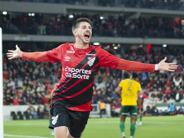 Lucas Di Yorio celebrates scoring for Athletico Paranaense on July 13, 2024