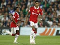 Marcus Rashford, Tyrell Malacia of Manchester United during the UEFA Europa League match, Round of 16, on July 27, 2024