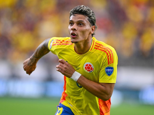 Colombia's Richard Rios celebrates his fourth goal on July 6, 2024