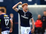 Dundee's Simon Murray celebrates after scoring on July 23, 2024