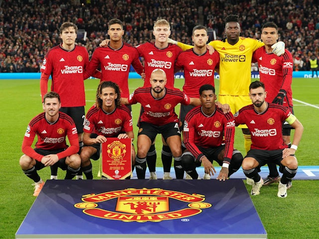 Manchester United players before the Champions League game with Galatasaray on October 3, 2023