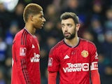 Manchester United's Bruno Fernandes and Marcus Rashford on January 8, 2024