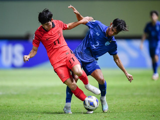 Yang Min-hyuk in action for South Korea Under-17s in June 2023.