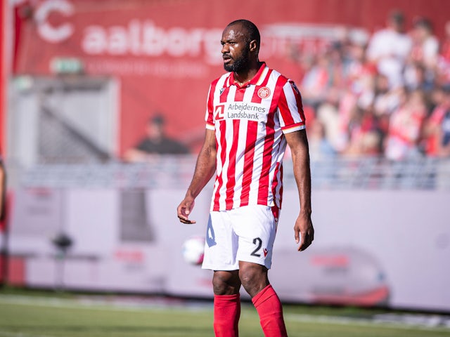 Oumar Diakhite (2) of AaB seen during the 3F Superliga match between Aalborg BK and Silkeborg IF on July 30, 2024