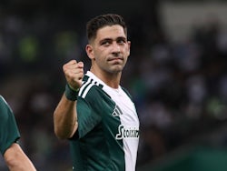 Anastasios Bakasetas of Panathinaikos celebrates during the UEFA Europa League second qualifying round 1st leg match between Panathinaikos and Botev Plovdiv on July 25, 2024