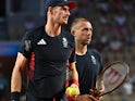 Andy Murray and Dan Evans pictured at the Paris 2024 Olympics on July 30, 2024