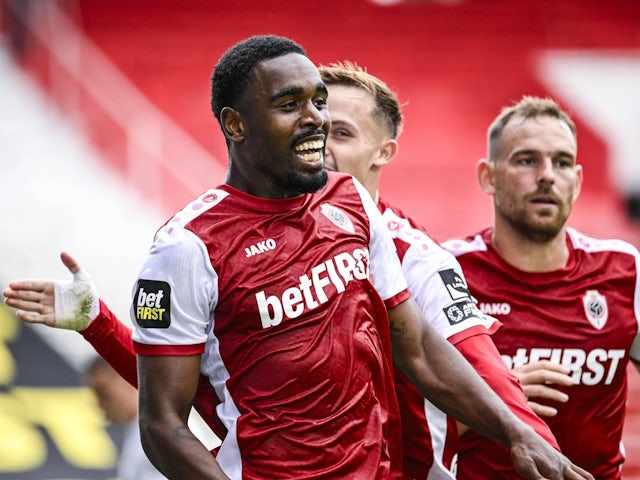 Antwerp Gyrano Kerk celebrates after scoring during a soccer match between Royal Antwerp FC and RSC Anderlecht, on August 4, 2024