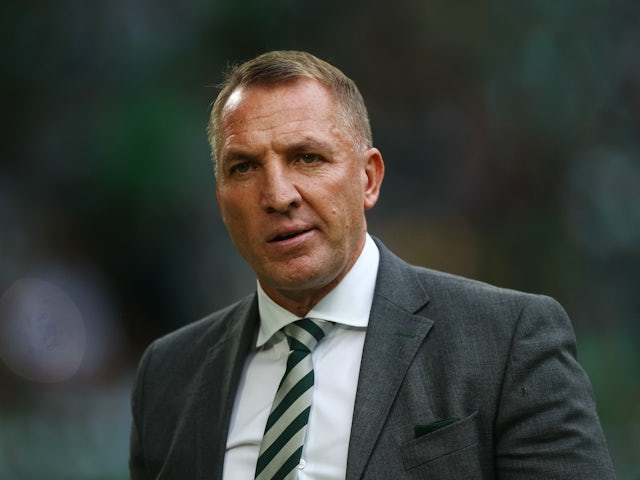 Celtic manager Brendan Rodgers during the warm up before the match on August 4, 2024