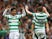 Celtic's Reo Hatate celebrates scoring their first goal with teammates on August 4, 2024