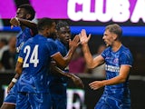 Chelsea celebrate scoring against Club America on July 31, 2024.