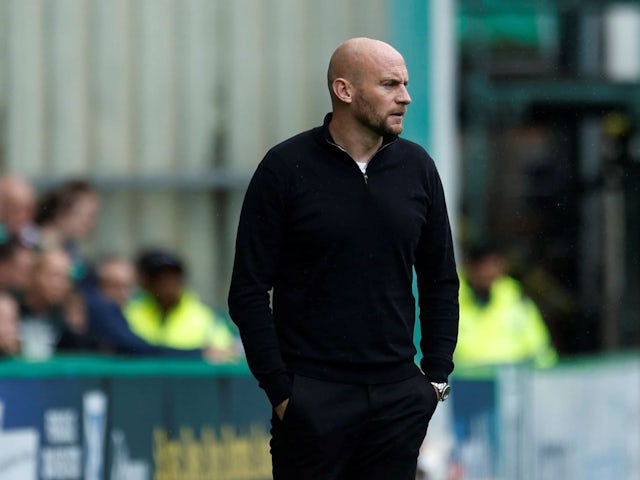 Hibernian Manager David Gray during the Premier Sports Cup Group C match at Easter Road, Edinburgh UK against Peterhead on July 27, 2024 [on August 2, 2024]