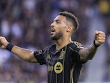 Denis Bouanga of Los Angeles FC celebrates a goal on June 22, 2024