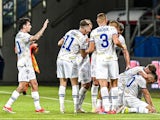 Dynamo Kiev players celebrate on July 23, 2024