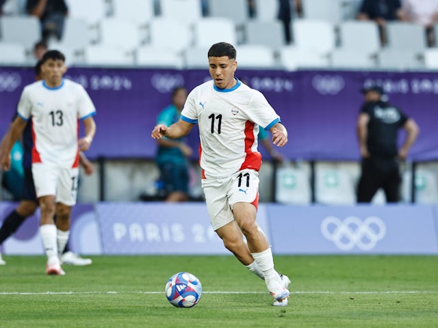 Enso Gonzalez in action for Paraguay Under-23s at Olympic Games on July 24, 2024.