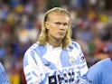 Manchester City forward Erling Haaland (9) looks into the crowd  on July 23, 2023