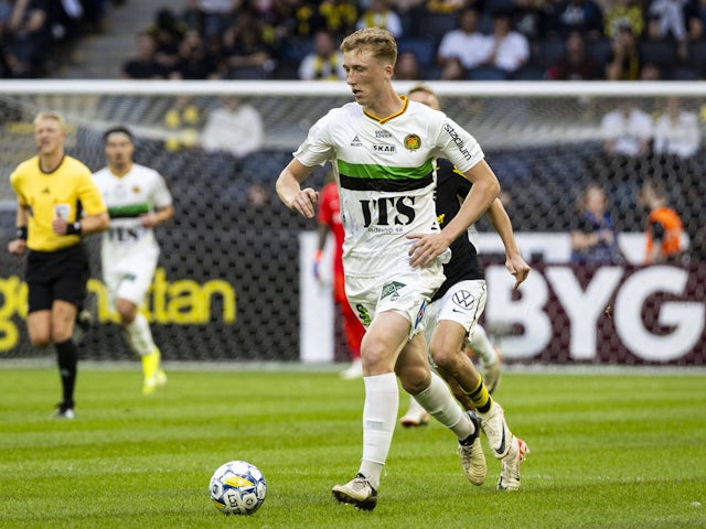 GAISs Filip Beckman during the football match in Allsvenskan between AIK and GAIS on July 30, 2024