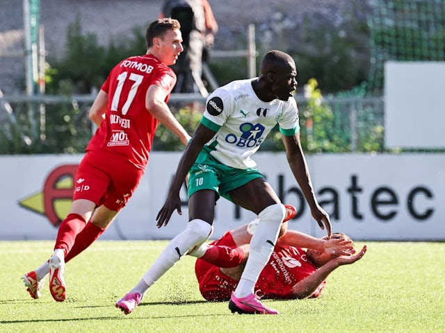 Moses Mawa of HamKam in action against Brann on June 1, 2024