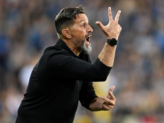 Hasi Besnik head coach of KV Mechelen issues instructions to his players during the Jupiler Pro League match between Club Brugge and KV Mechelen at the Jan Breydel stadium - July 26, 2024  [on August 1, 2024]