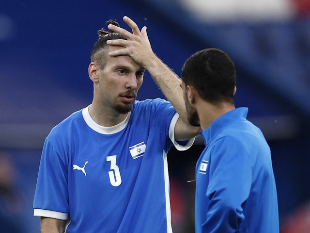 Sean Goldberg of Israel looks dejected after the match at the Olympic Games on July 28, 2024