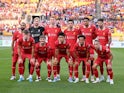  Liverpool starting eleven pose before the match against Real Betis at Acrisure Stadium on July 27, 2024